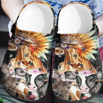 Cow Flower Shoes Clogs - Girl Loves Cow Farm Life Custom Shoe Gifts For Women - Monsterry