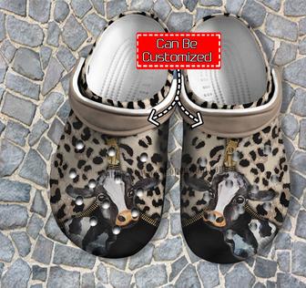 Cow Leopard Leather Shoes Gift Cow Girl - Farm Country Girl Cow Lover Shoes Croc Clogs Customize - Monsterry DE