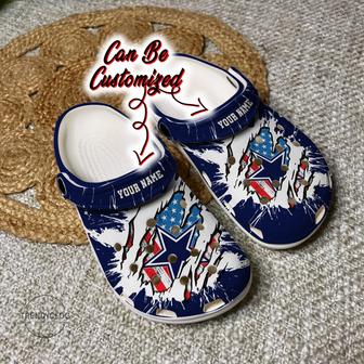 Cowboys Personalized Dcowboys Football Ripped American Flag Clog Shoes - Monsterry UK