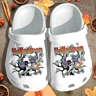 Creepy Unicorn And Skull Tattoo Funny Clog Shoesshoes Clog Halloween Clog Shoescrocband Clog Birthday Gift For Man Women - Monsterry