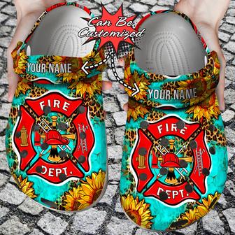 Custom Leopard Fire Dept And Sunflowers Clog Shoes - Monsterry AU