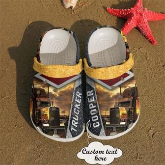 Custom Name Amazing Trucker Iron Pattern Clogs Shoes - Monsterry CA