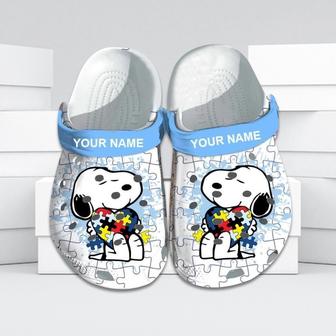 Custom Name Autism Awareness Crocs Snoopy Crocband Clog Shoes For Men Women | Favorety UK
