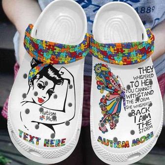 Custom Name Autism Awareness Day Strong Autism Mom I Am The Storm Crocband Clog Shoes - Monsterry