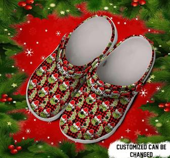 Custom Name Black Red Tartan The Grinch Christmas Gift Clogs Shoes - Monsterry DE