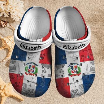 Custom Name Dominican Republic Flag Clogs Shoes - Monsterry AU