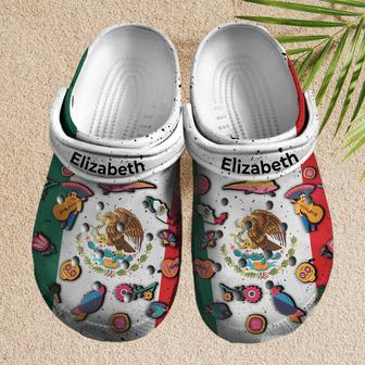 Custom Name Mexico Symbols Clogs Shoes - Monsterry