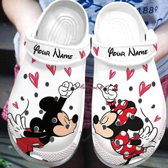 Custom Name Mickey Minnie So Cute Love Couple White Clogs Shoes | Favorety DE