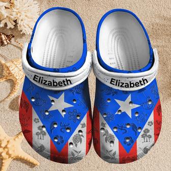 Custom Name Puerto Rico Flag Clogs Shoes - Monsterry UK