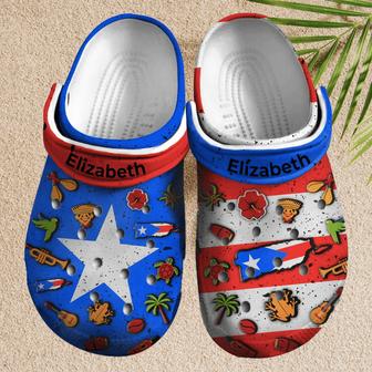 Custom Name Puerto Rico Symbols Clogs Shoes - Monsterry AU
