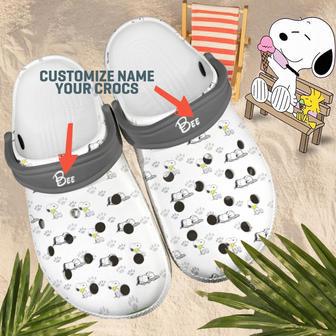 Custom Name Snoopy Icon White Clogs Shoes | Favorety AU