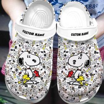 Custom Name Snoopy White Clogs Crocs Shoes | Favorety DE