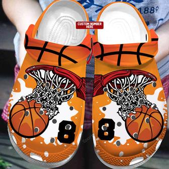 Custom Number Basketball Hoop Watercolor Clogs Shoes - Monsterry CA