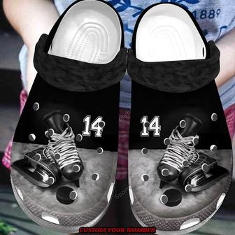 Custom Number Cool Black Ice Hockey Skates Clogs Shoes - Monsterry UK