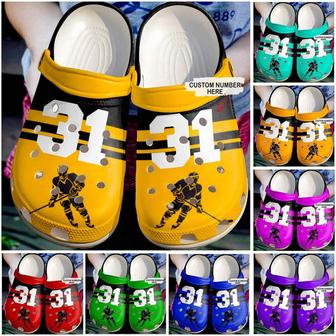Custom Number Ice Hockey Team Spirit Clogs Shoes - Monsterry