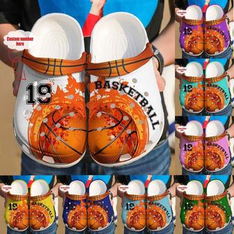 Custom Number Multicolor Basketball Fire Clogs Shoes - Monsterry CA