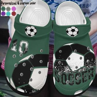 Custom Number Soccer Black Green Clogs Shoes - Monsterry DE