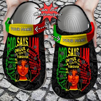Custom Personalized African American Woman God Says I Am Black History Clog Shoes - Monsterry