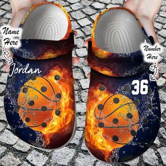 Custom Personalized Fire And Water Basketball Clog Shoes - Monsterry