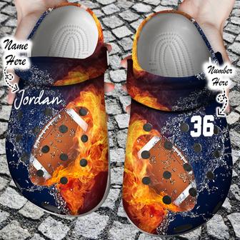 Custom Personalized Fire And Water Football Clog Shoes - Monsterry