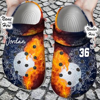 Custom Personalized Fire And Water Golf Clog Shoes - Monsterry