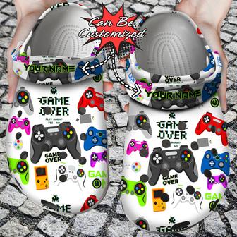 Custom Personalized Gaming Controller Game Over Clog Shoes - Monsterry UK