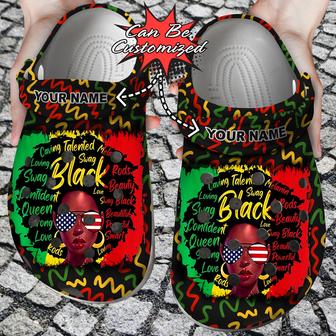 Custom Personalized Juneteenth Black Girl American Clog Shoes - Monsterry DE