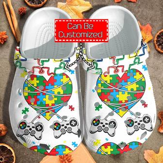 Custom Personalized Puzzle Heart Autism Gamer Clog Shoes - Monsterry CA