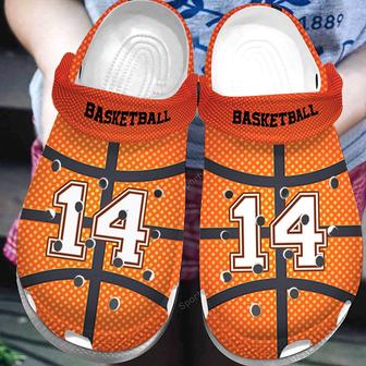 Custom Text Orange Basketball Ball Leather Clogs Shoes - Monsterry