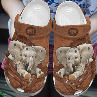 Cute Elephant In Pocket Shoes Clog - Mini Elephant Clogbland Gift For Men Women - Monsterry