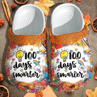 Cute Rainbow 100 Days Smarter Smarter Shoes Crocbland Clog Gift For Teacher Student - Monsterry CA