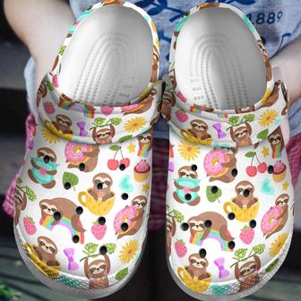 Cute Sloth Hang In From The Donut Art Shoes Crocbland Clog Gift For Girl - Monsterry