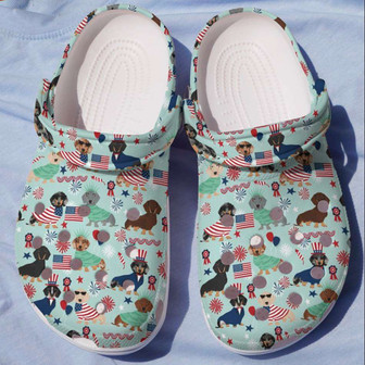 Dachshund Dog 4Th Of July Usa Flag Independence Day Clogband Clogs - Monsterry