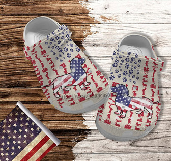 Dachshund Dog America Flag Clog Shoes Gift Men Women- Dachshund 4Th Of July Shoes Clog Clogs - Monsterry