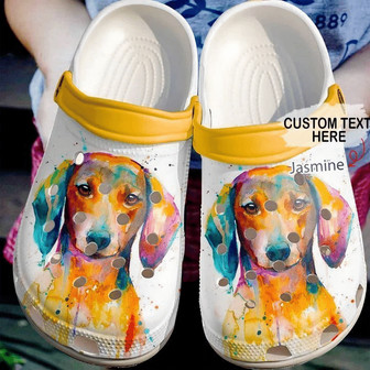 Dachshund Personalized Art Classic Clogs Shoes - Monsterry