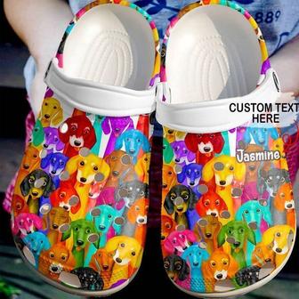 Dachshund Personalized Colorful Pattern Classic Clogs Shoes - Monsterry