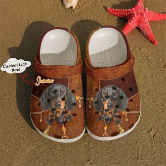 Dachshund Personalized Zipper Classic Clogs Shoes - Monsterry