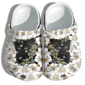 Daisy Flower Black Cat Mom Shoes Gift Women - Birthday Black Cat Shoes Croc Clogs Gift Mother Day - Monsterry