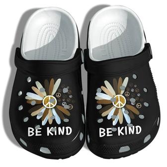 Daisy Flower Brown Be Kind Shoes Clogs For Black Women - Peace Outdoor Shoes Clogs Gifts For Black Daughter - Monsterry AU