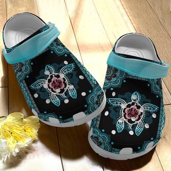 Decorative Turtle Yoga Pattern Peace Shoes - Sea Turtle Crocbland Clog For Women Men - Monsterry DE