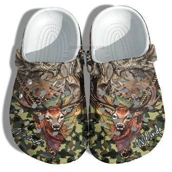 Deer Hunter Camouflage Croc Shoes Gift Father Day- Deer Hunter Camo Army Color Shoes Gift Son - Monsterry