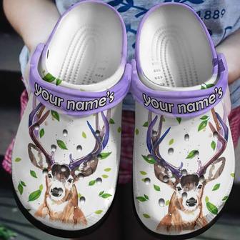 Deer With Roses Clog Shoes Birthday Thanksgiving Gift - Monsterry AU