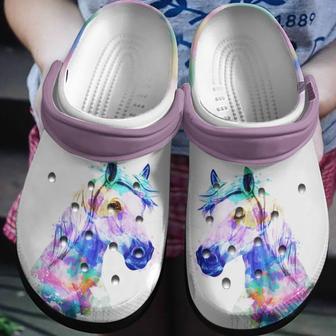 Diamond Horse Head Painting Shoes Crocbland Clog Gifts For Girl - Monsterry CA