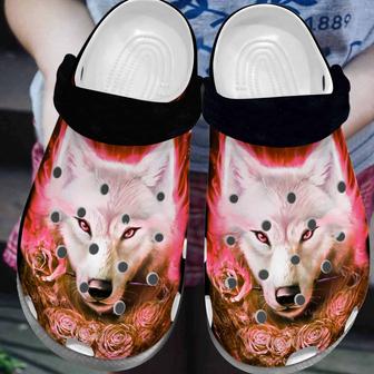 Diamond Wolf And Roses Shoes Clog Gifts For Birthday - Monsterry AU
