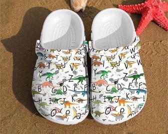 Dinosaur Alphabet Pattern Gift For Lovers Clog Shoes - Monsterry UK