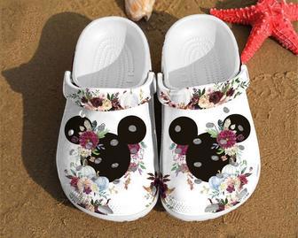 Disney Mickey Ears Watercolor Floral Minnie Art Mouse Anniversary Gifts Clog Shoes | Favorety