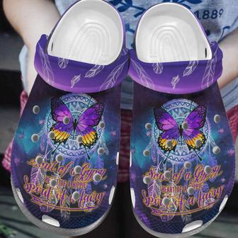 Dreamcatcher Coloring Butterfly Shoes - Heart Of A Hippie Clog Gifts For Friends - Monsterry DE