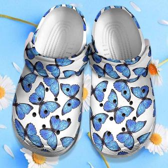 Dreamy Blue Butterflies Memory Shoes Clogs Gifts For Daughter Women Mothers Day 2022 - Monsterry AU