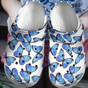 Dreamy Blue Butterflies Shoes Clogs Gifts For Daughter Birthday Women Mothers Day 2022 - Monsterry DE