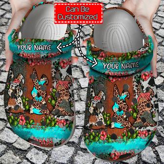 Easter Personalized Easter Bunnies Leopard Cowhide Cactus Clog Shoes - Monsterry